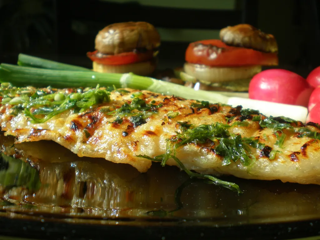 Grilovana riba list sa grilovanim povrćem/lagani ručak