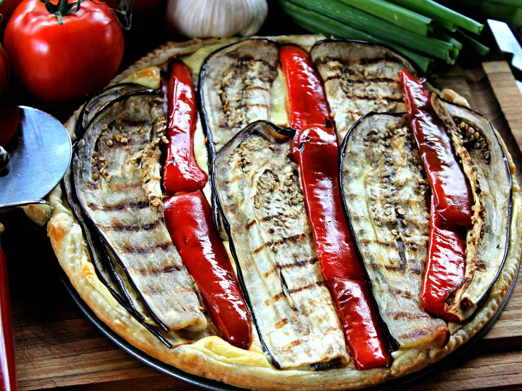 Eggplant-Red Peppers puff...