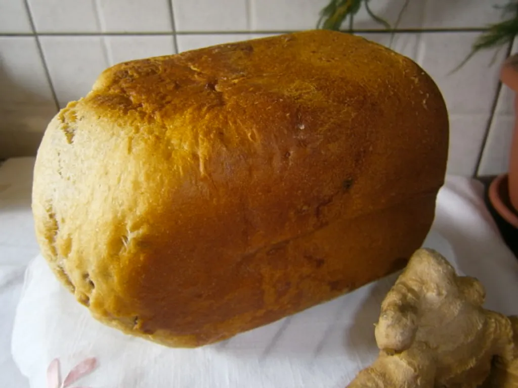 Medeni kruh s ušećerenim đumbirom i brusnicama (iz pekača kruha)