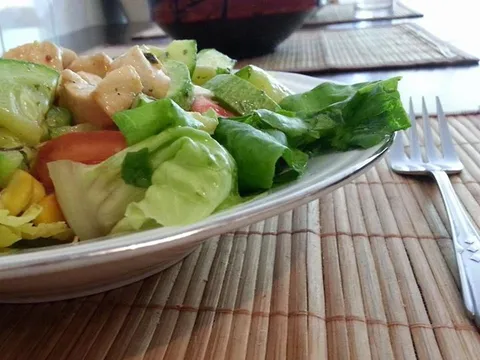 pileća salata sa puno povrća (:
