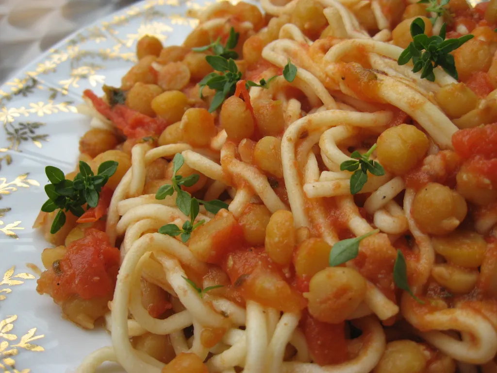 Špagete sa leblebijama(slanutak)