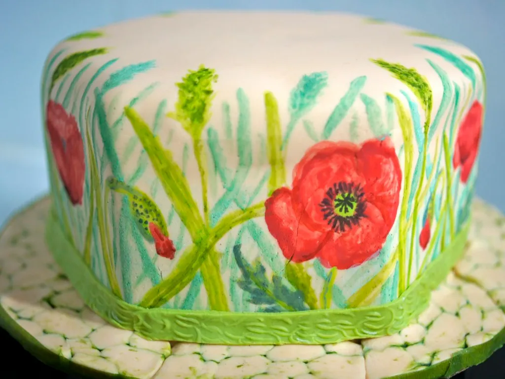 Ukrasavanje slikanjem po torti - makovi