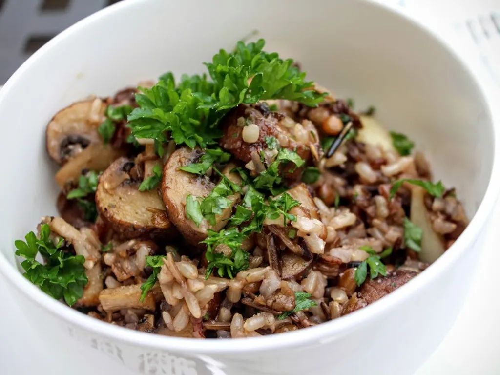 Pilav od divljeg pirinča i gljiva ( Wild rice and mushroom  pilaf )
