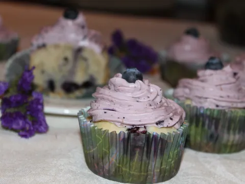 Blueberry muffins with cream cheese frosting...