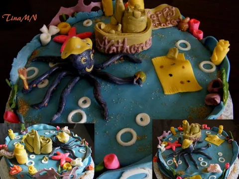 Djecija torta&#8221;Oktopod&#8221; sa marshmallow fondant dekoracijom