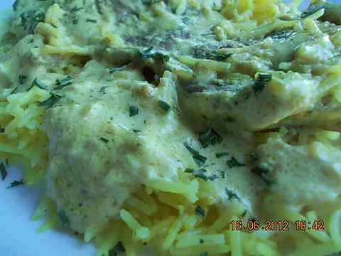 Ždrebeće (ili juneće) šnicle u curry sosu sa Basmati pirinčem