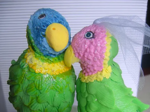 .•*¨`*•✿ Tropical Love Birds Wedding Cake.•*¨`*•✿
