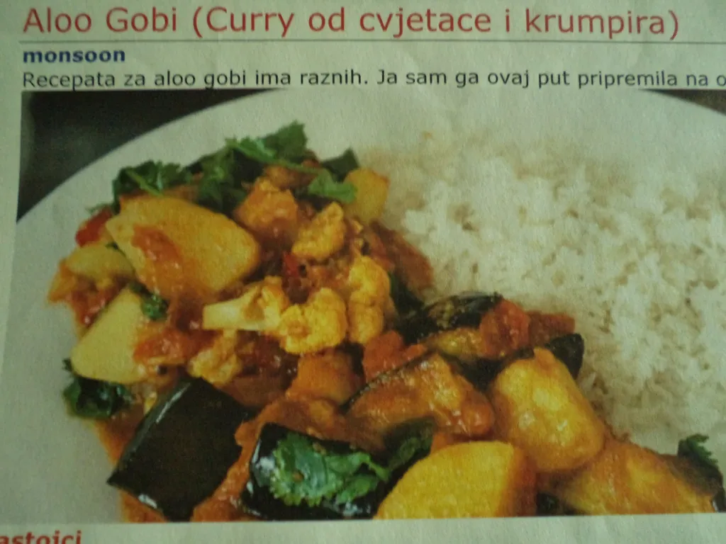 Aloo Gobi (Curry od cvjetače i krumpira) - monsoon