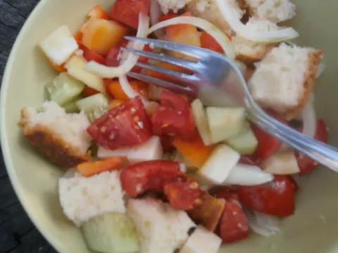 Ladanjska salata s komadima pogače