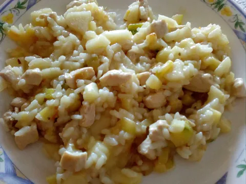 rižot od piletine, tikvica i jabuka
