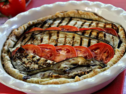 Eggplant,tomato and cream cheese pie...