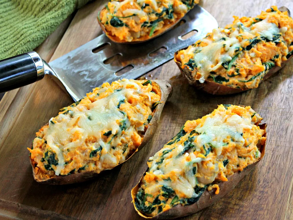 Sweet Potato-spinach skins...