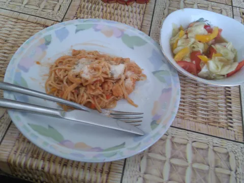 Špagete s povrćem i piletinom