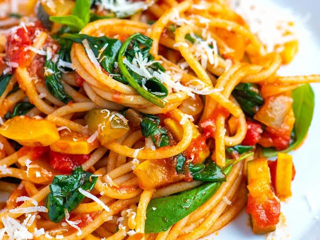 Prolećne špagete sa povrćem