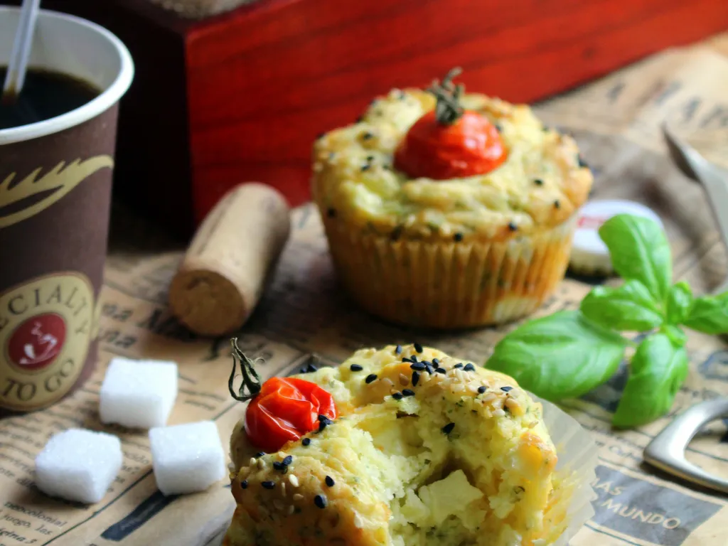 Muffins sa biljkama i feta sirom