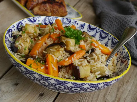 Roast Carrot and Aubergine Rice - dusa79